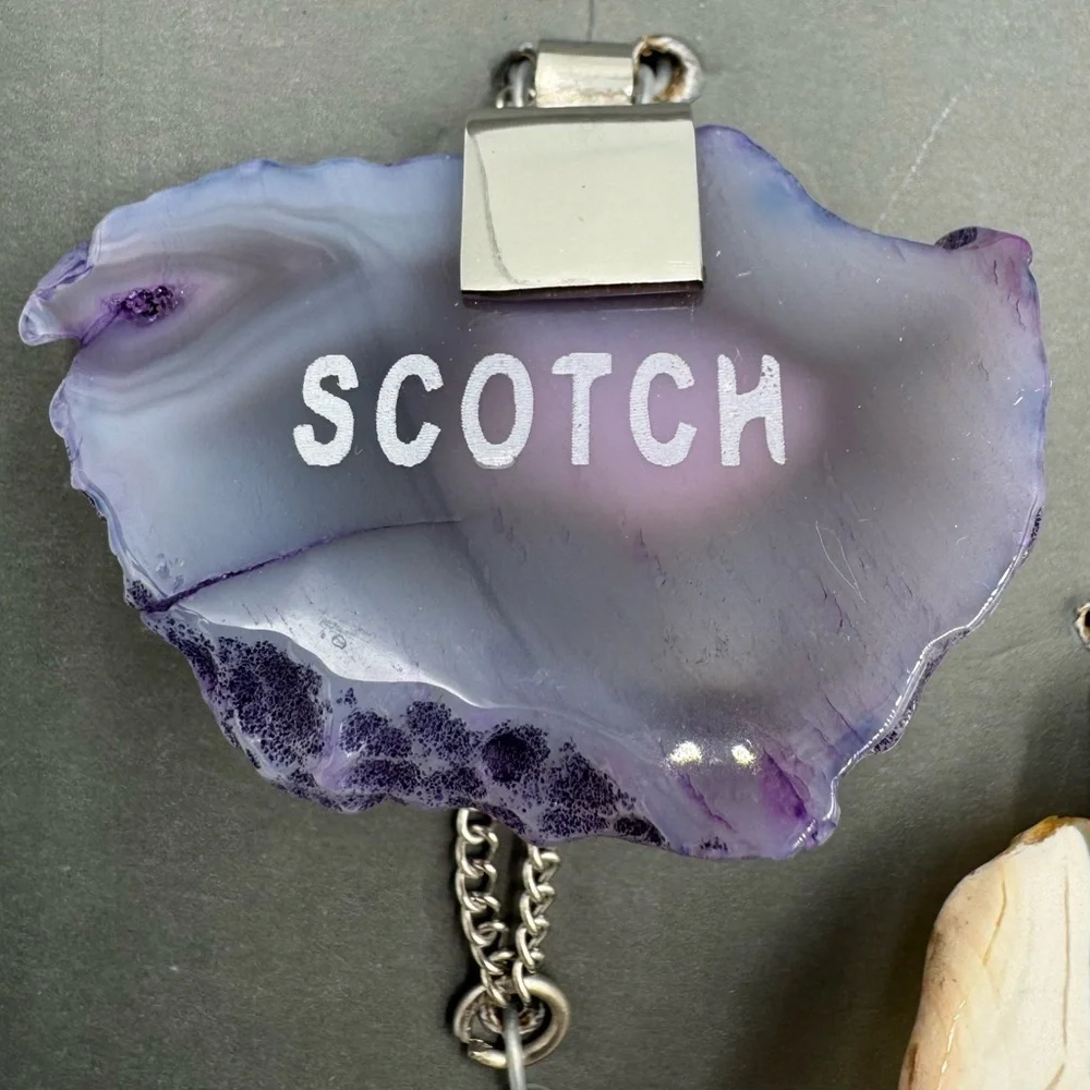NWT Set of 4 Godinger Agate Liquor Tags Double Sided